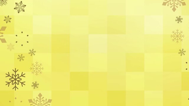 Gold checkered pattern with snowflakes 4K
