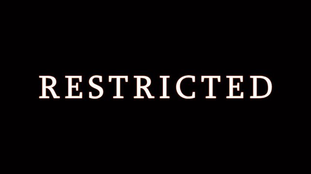 Six instances of the word RESTRICTED appear in white and orange text on a black background
