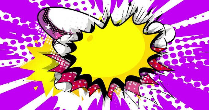 Cartoon background animation, comic book backdrop video. Retro comics pop art design.