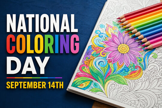 National Coloring Day September 14th Floral Adult Coloring Book