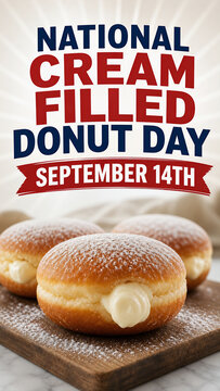 National Cream Filled Donut Day September 14th Sweet Pastry
