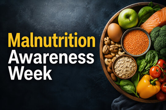 Malnutrition Awareness Week Conceptual Image with Healthy Food Bowl