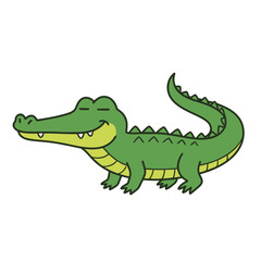 Fototapeta premium Cartoon alligator with closed eyes and a smile