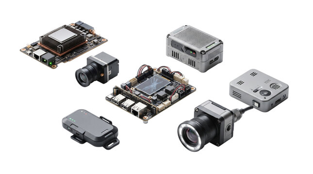 Electronic drone components and digital camera modules, high-tech hardware parts for robotics, integrated circuit boards and sensors