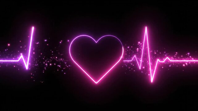 Neon Heartbeat Pulse Animation Medical ECG Heart Rhythm