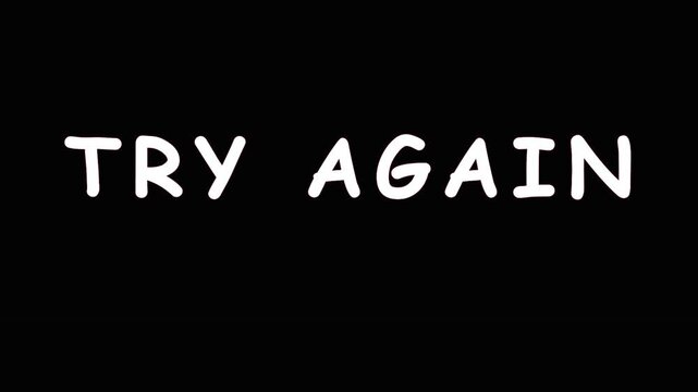 Repetitive Try Again Text During Glitch Effect With Abstract Colorful Backgrounds