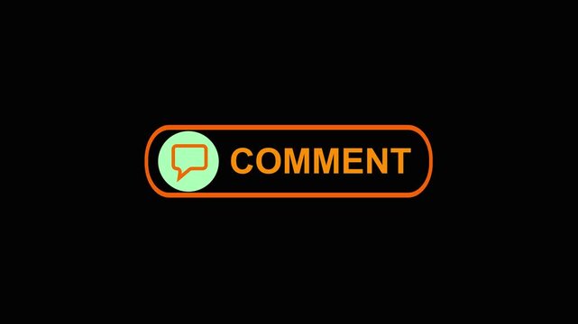 Comment Button with Speech Bubble and Text on a Dark Background Representing Online Communication and Feedback Collection for Social Media and Websites.
