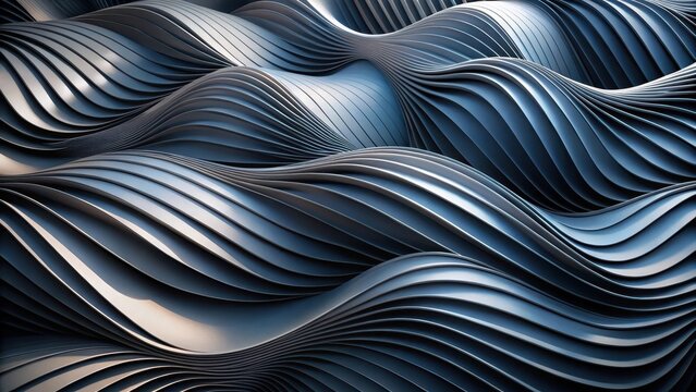 Abstract Waves in Blue Tones with Modern Design Elements