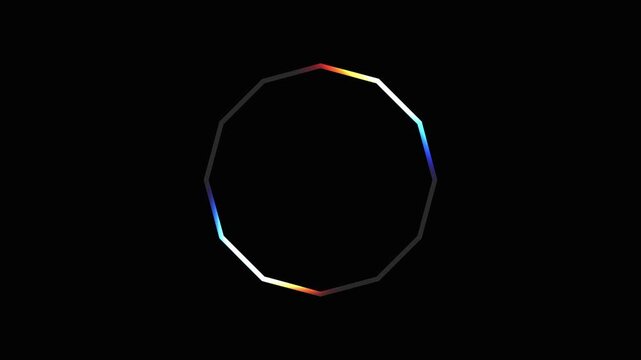 Abstract Circular Waveforms glowing with prismatic light against deep black background