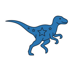 Fototapeta premium Blue Dinosaur with Stars Illustration