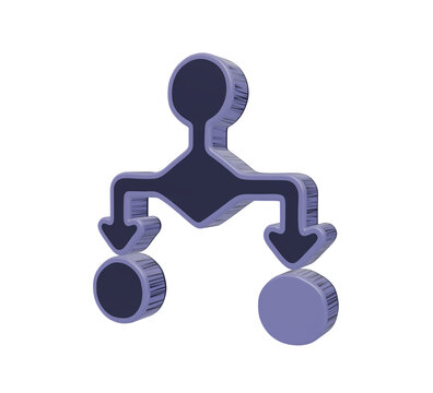 3d rendered decision tree with branching arrows and circular nodes on a solid black background flowchart