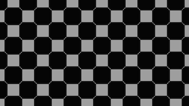 Animated checkerboard transition with fading squares during digital data flow