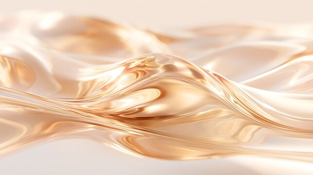 Metallic Abstract sophisticated abstract luxury background, liquid gold and deep champagne metallic tones flowing in slow organic waves, mirror-like reflective surface catching light at peak 