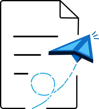 Document Submission and Sending Icon with Paper Airplane