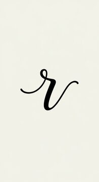 Elegant black cursive letter r on light background.