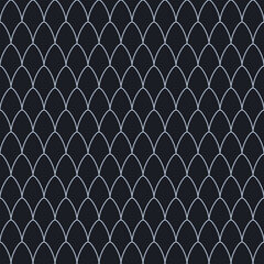 Minimalist fish scale pattern vector, dark navy geometric mermaid texture, elegant scallop line art background for textile design © Md Azraf Hussain If