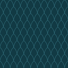 Art deco fish scale pattern, dark teal mermaid tail seamless vector background, elegant geometric scallop texture for luxury packaging © Md Azraf Hussain If