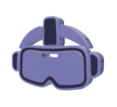 A3d rendered of a virtual reality headset with a strap mount on a white background, surface goggles