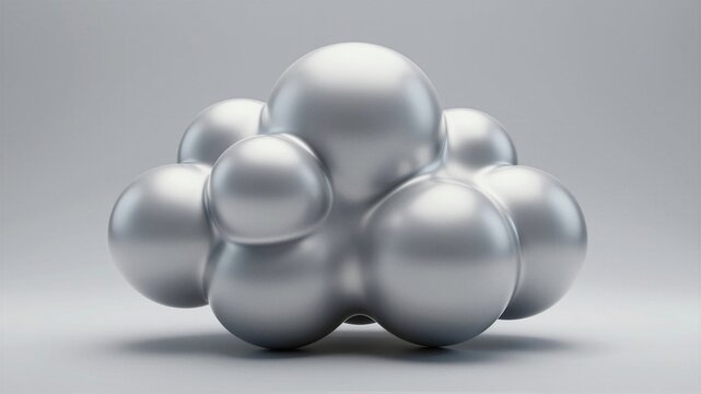 Silver Chrome Cloud Formation Sculpture 3D Render Illustration