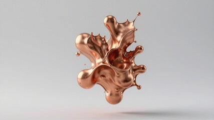 Fototapeta premium Copper Bronze Ink Drop Splash Form 3D Render Illustration