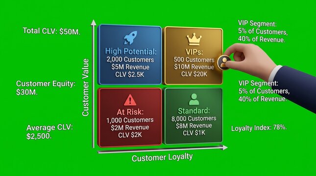Customer Lifetime Value Matrix Chart for Business Strategy and Marketing Segmentation