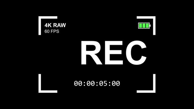 Camera Recording Interface Animation with 4K and 60 FPS Display
