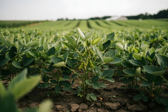Healthy Green Soybean Field