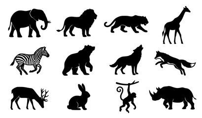 Obraz premium Animal Silhouette Icon Collection