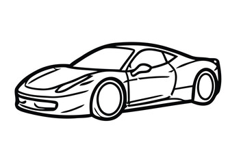 Fototapeta premium Black and white line art illustration of a modern sports car vector.