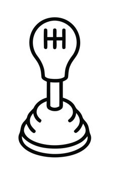 Manual car gear shift lever line icon illustration.
