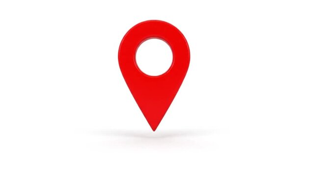 Red Location Pin Icon Growing Upward from Ground 3D Animation