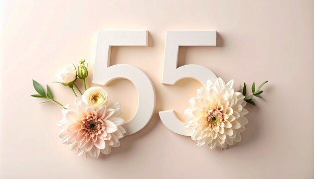 Elegant 55th Anniversary Celebration with Delicate Flowers and Soft Lighting