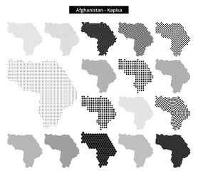 Fototapeta premium Map of Afghanistan region Kapisa in various dots pattern designs