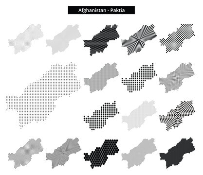 Map of Afghanistan region Paktia in various dots pattern designs