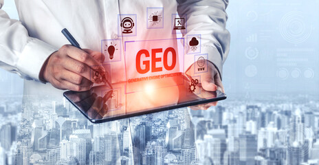 Naklejka premium Digital Marketing Strategies for Geographic Optimization in a Modern Business Environment with Innovative Technology Concepts Fluxor.