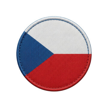 Round embroidered patch with the national flag of the czech republic isolated on transparent background