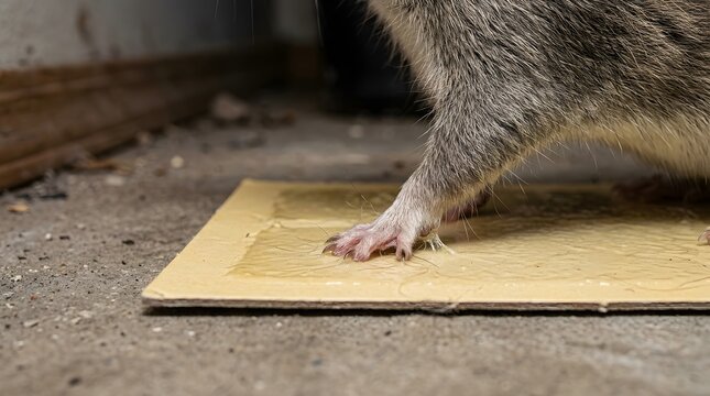 Close Up Shot Of Rat Trapped On Glue Board