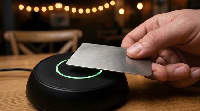 Contactless Card Payment on Modern Biometric POS Terminal