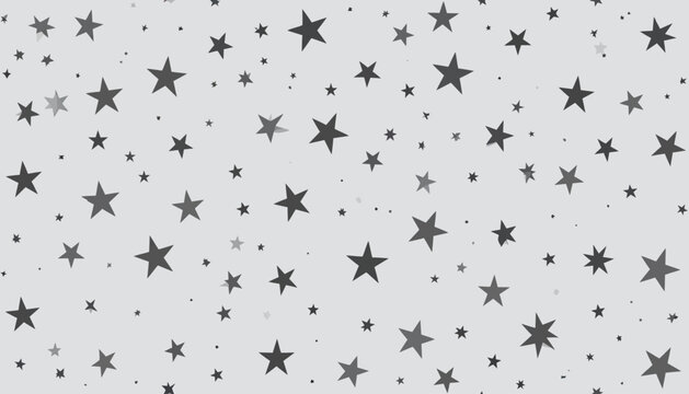 Minimalist seamless pattern of scattered grey stars on a light neutral background for celestial design