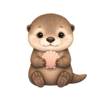 Baby Otter with Shell