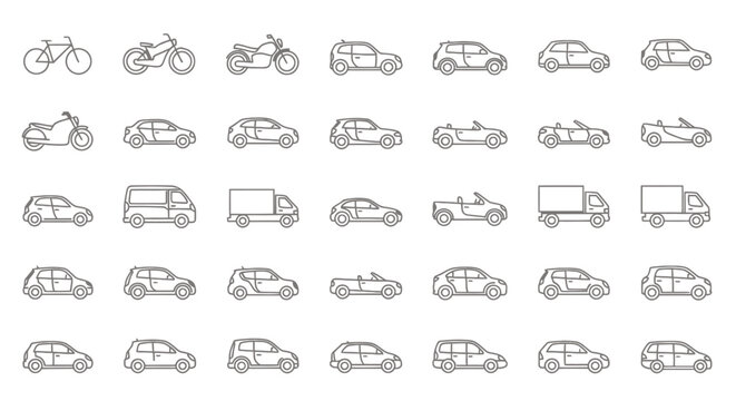 Row of repetitive small car icons forming a transportation themed graphic pattern.