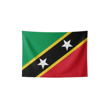 National flag of saint kitts and nevis waving against a clean white isolated on transparent background