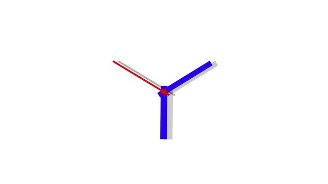 Minimalist clock hands showing time with blue and red pointers on a simple geometric design for business and office wall clocks and professional time management graphic concepts