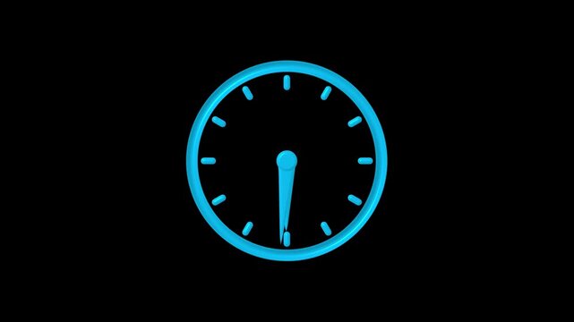 Bright blue neon clock icon showing time on a dark black background representing deadline and schedule management for professional business planning and time tracking concepts