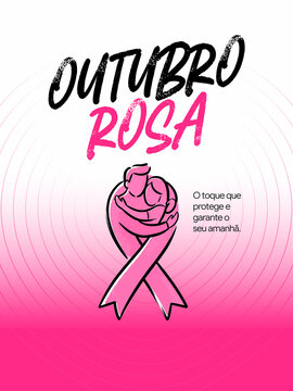 Campanha Outubro Rosa Preven&ccedil;&atilde;o C&acirc;ncer Post Card Insta Template Banner