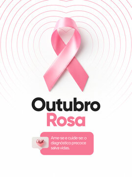 Outubro Rosa C&acirc;ncer de Mama Post Card Insta Template Banner