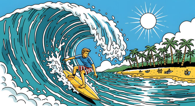 surfing in the sea