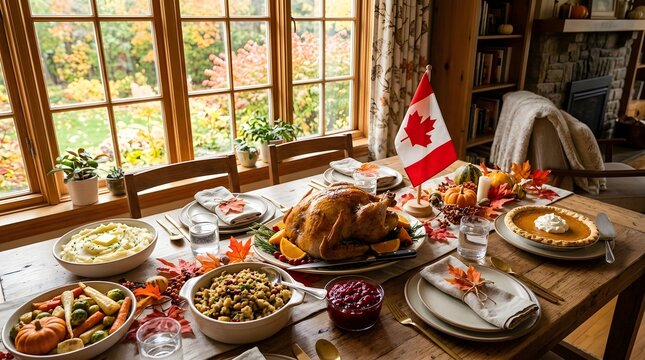 A warm and inviting canadian thanksgiving feast celebrating gratitude family and abundant harvests with delicious food and cherished traditions