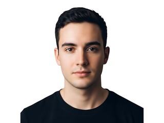 Obraz premium Portrait of a young man with dark hair looking directly into the camera lens