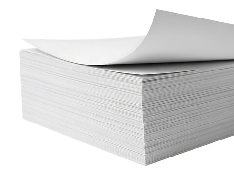 A neat stack of blank white paper sheets isolated on a clean white background